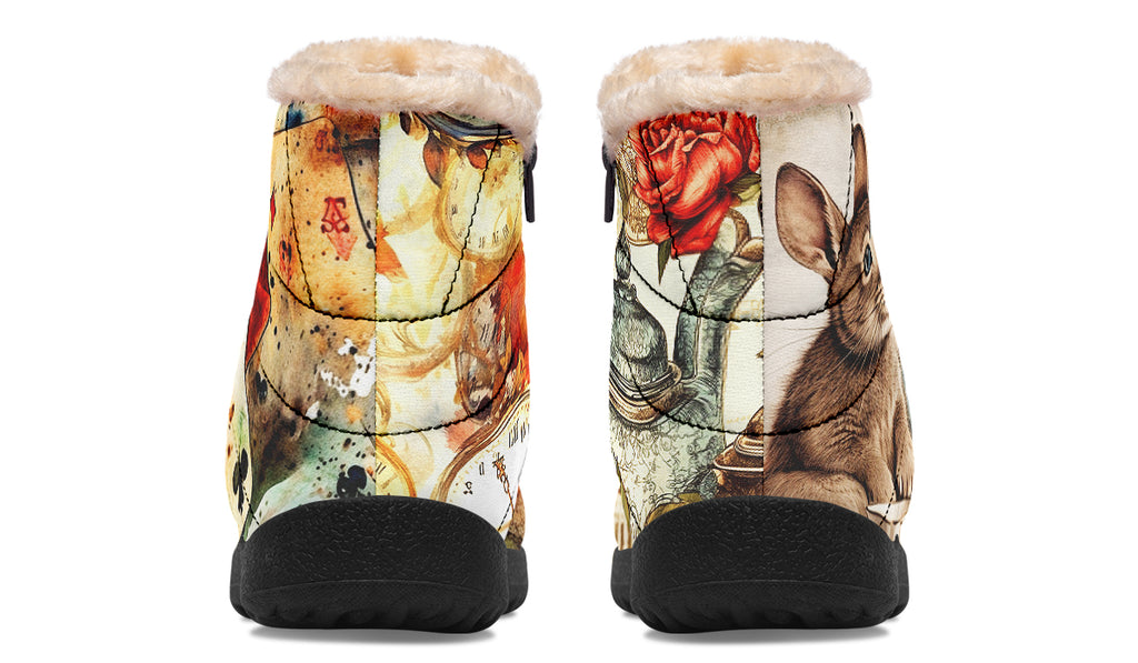 All Mad Here Faux Fur Ankle Boots Offbeat Sweetie