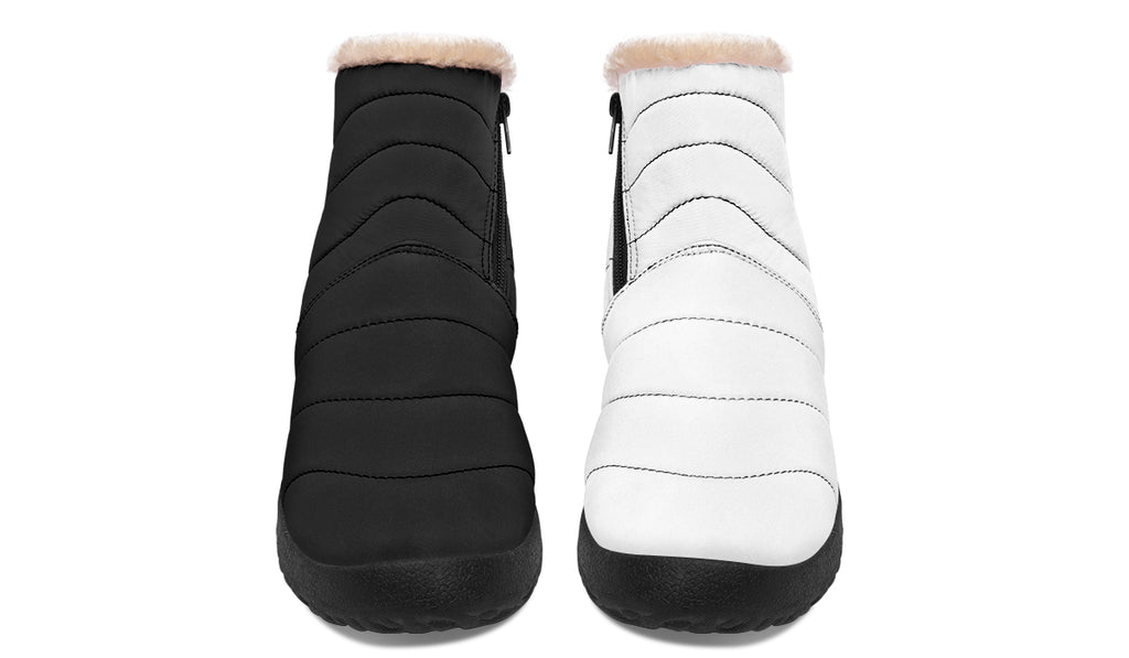 Black and White Mismatch Faux Fur Ankle Boots