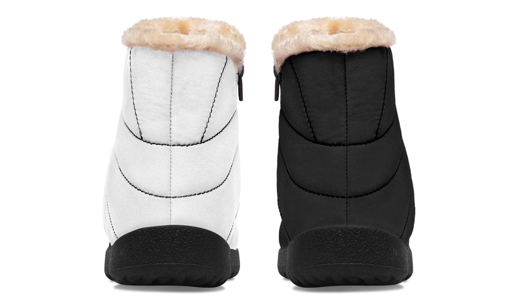 Black and White Mismatch Faux Fur Ankle Boots