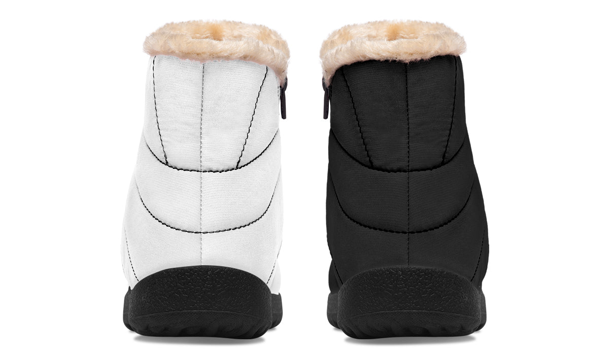 Black and White Mismatch Faux Fur Ankle Boots