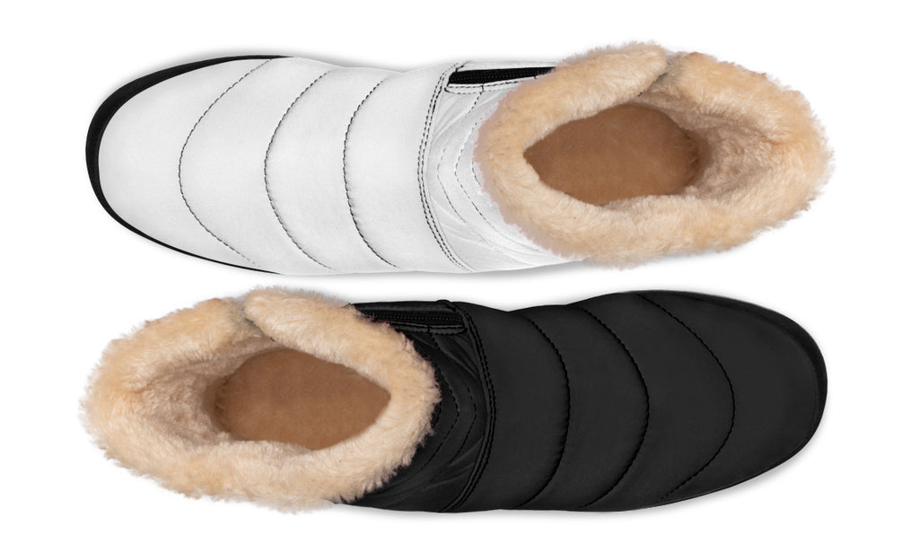 Black and White Mismatch Faux Fur Ankle Boots