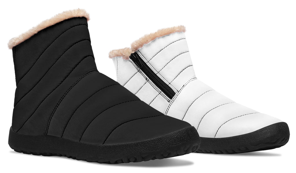 Black and White Mismatch Faux Fur Ankle Boots