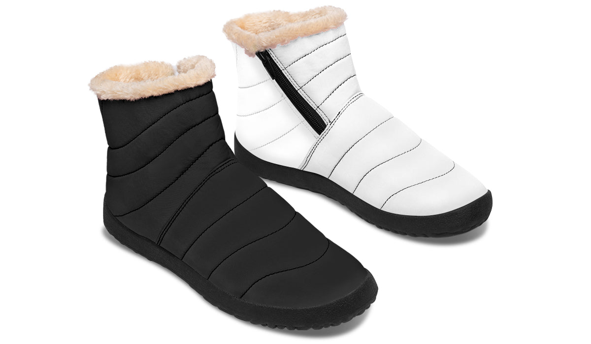 Black and White Mismatch Faux Fur Ankle Boots