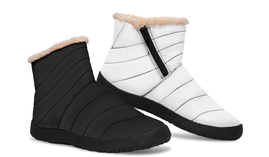 Black and White Mismatch Faux Fur Ankle Boots