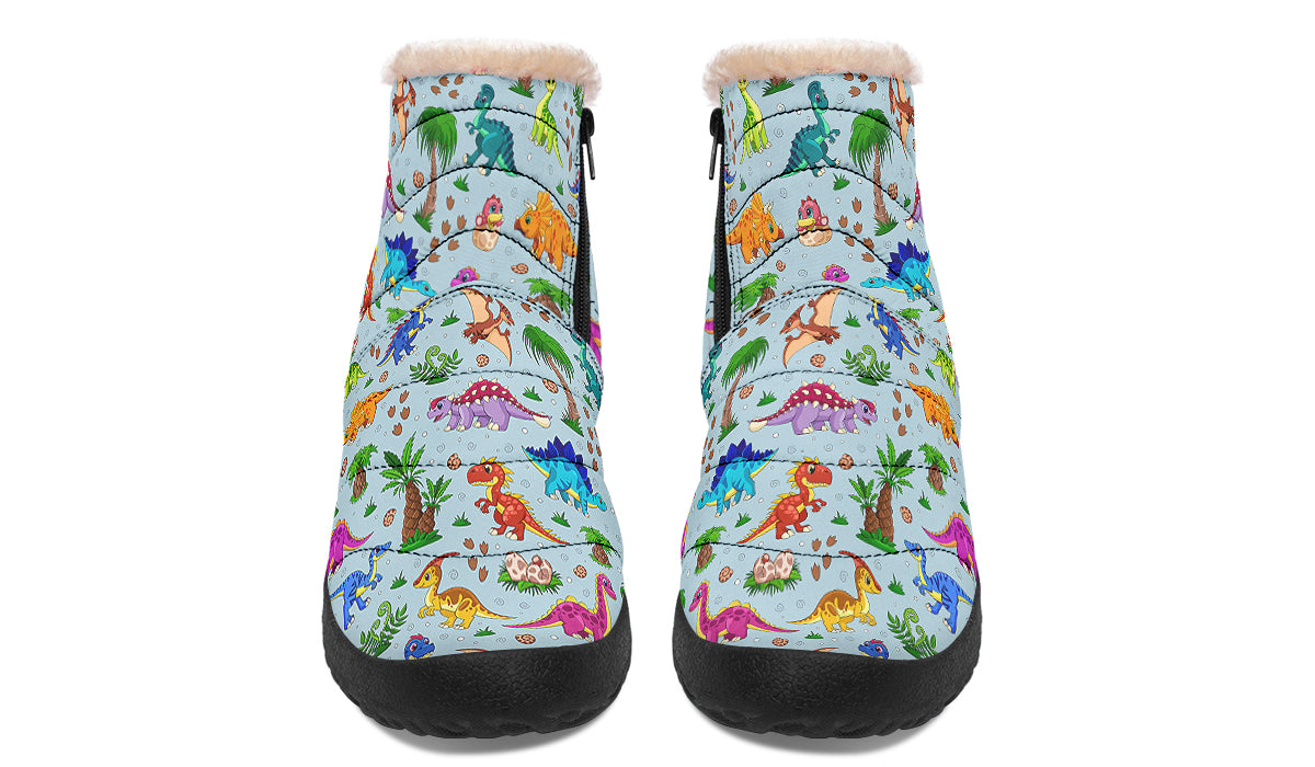 Blue Baby Dinos Faux Fur Ankle Boots