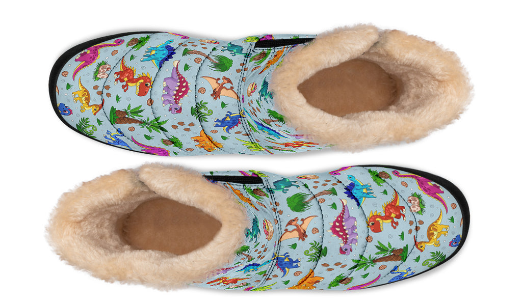 Blue Baby Dinos Faux Fur Ankle Boots