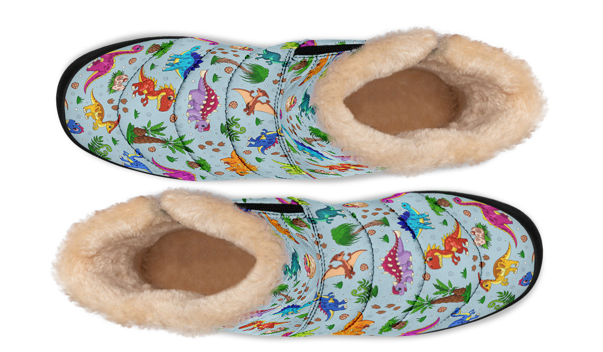 Blue Baby Dinos Faux Fur Ankle Boots