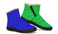 Blue and Green Mismatch Faux Fur Ankle Boots