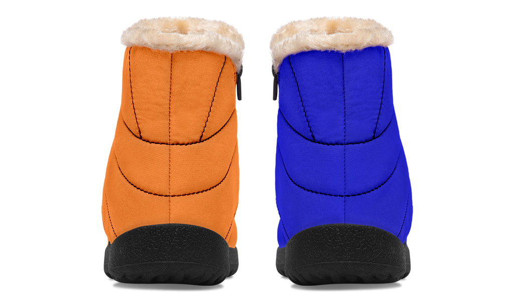 Blue and Orange Mismatch Faux Fur Ankle Boots
