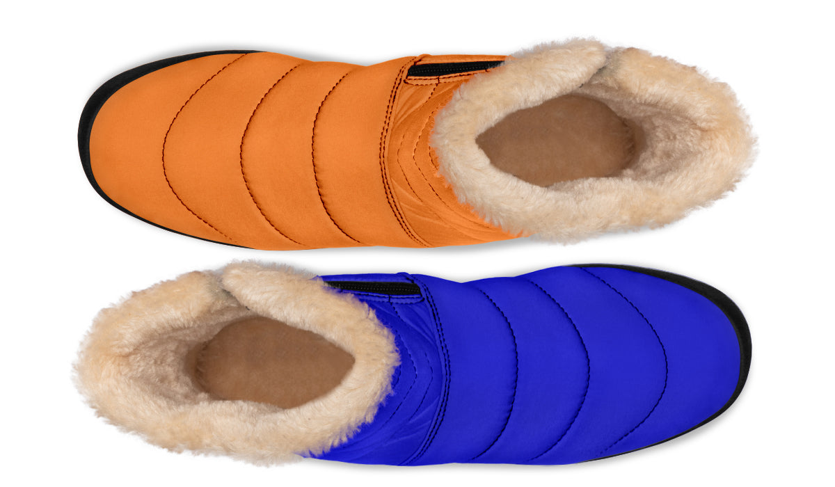Blue and Orange Mismatch Faux Fur Ankle Boots