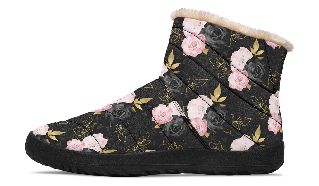 Blush Roses Faux Fur Ankle Boots