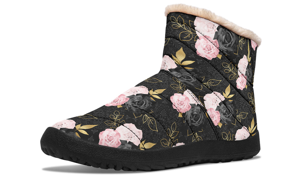 Blush Roses Faux Fur Ankle Boots