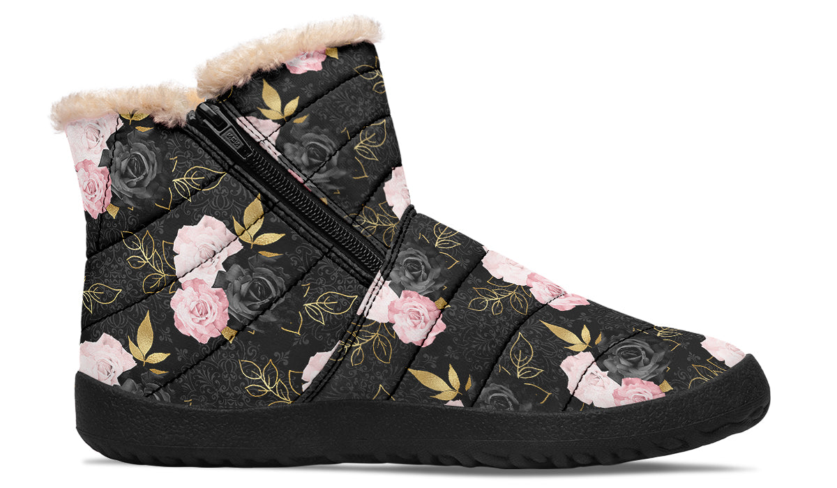 Blush Roses Faux Fur Ankle Boots