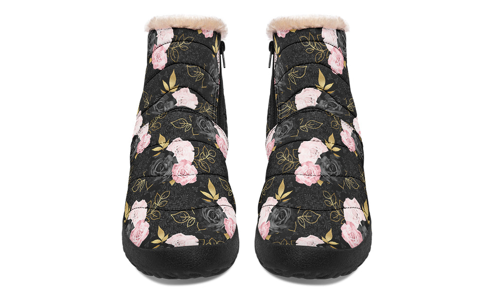 Blush Roses Faux Fur Ankle Boots