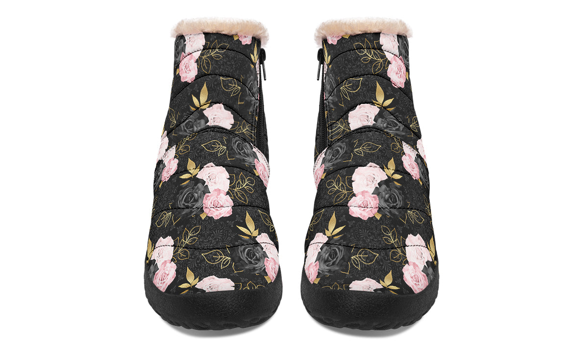 Blush Roses Faux Fur Ankle Boots