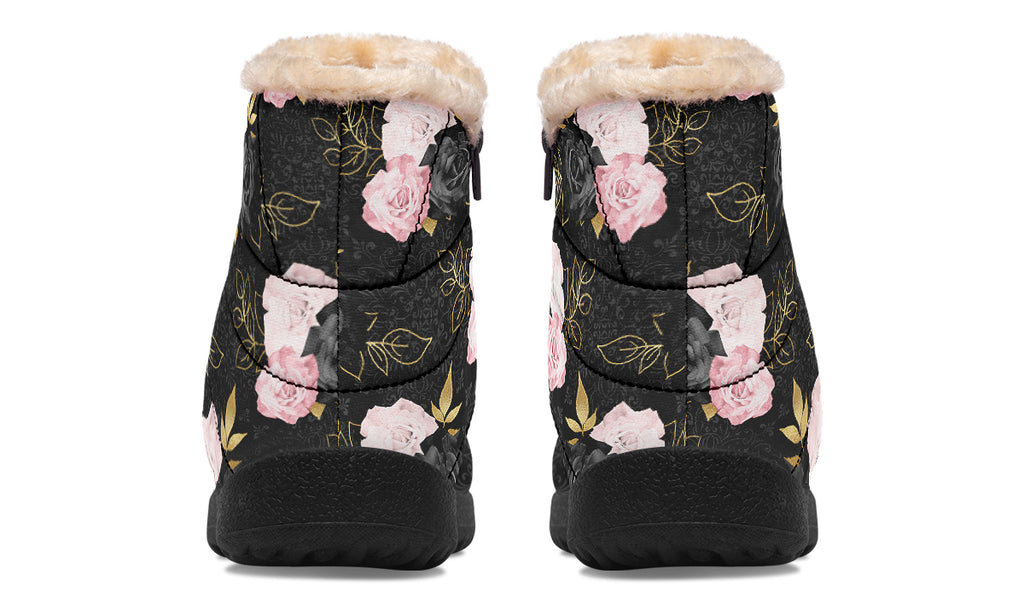 Blush Roses Faux Fur Ankle Boots