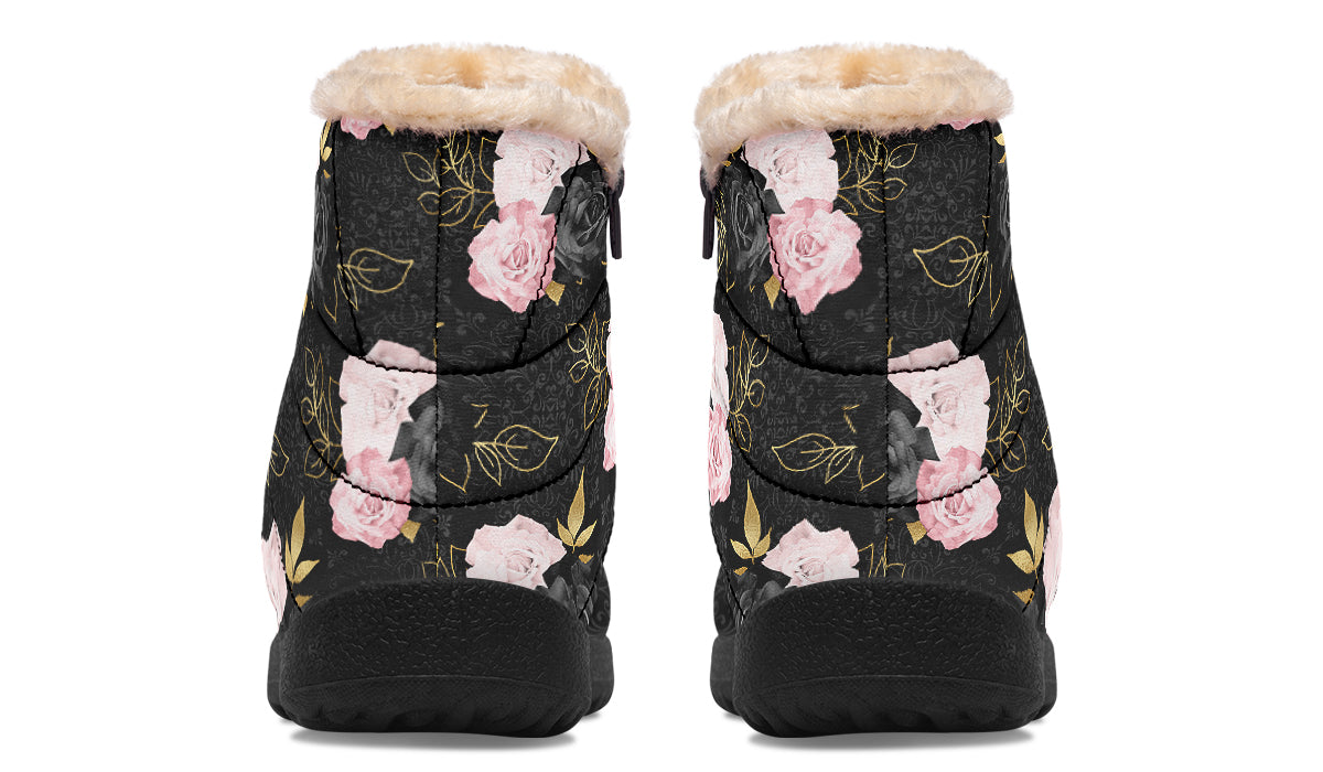 Blush Roses Faux Fur Ankle Boots