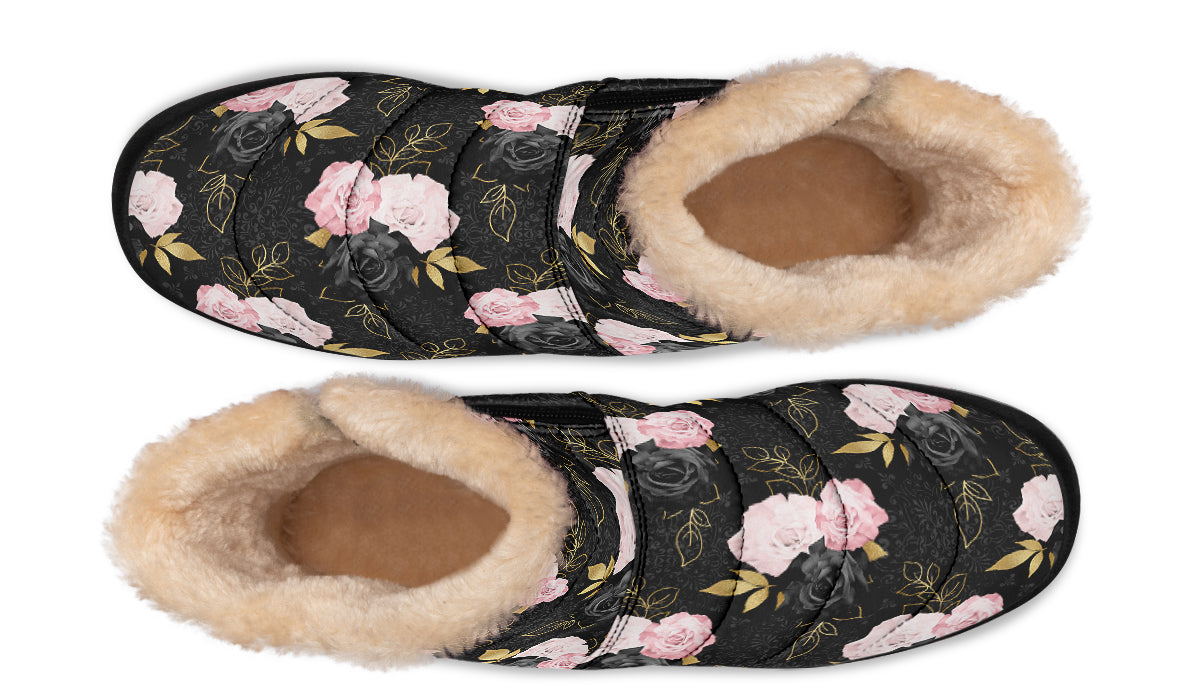 Blush Roses Faux Fur Ankle Boots