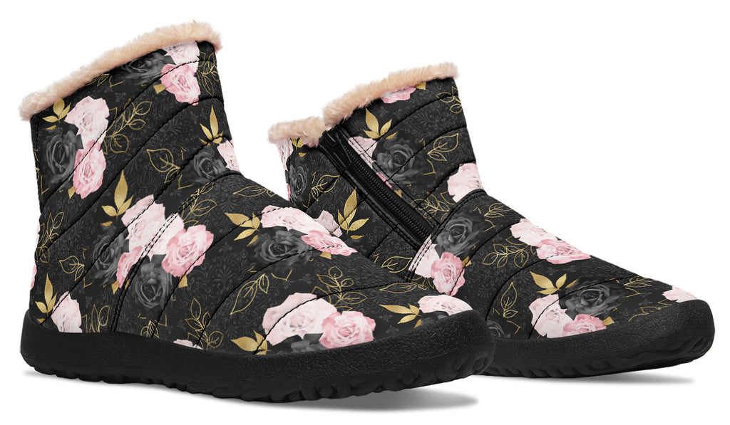 Blush Roses Faux Fur Ankle Boots