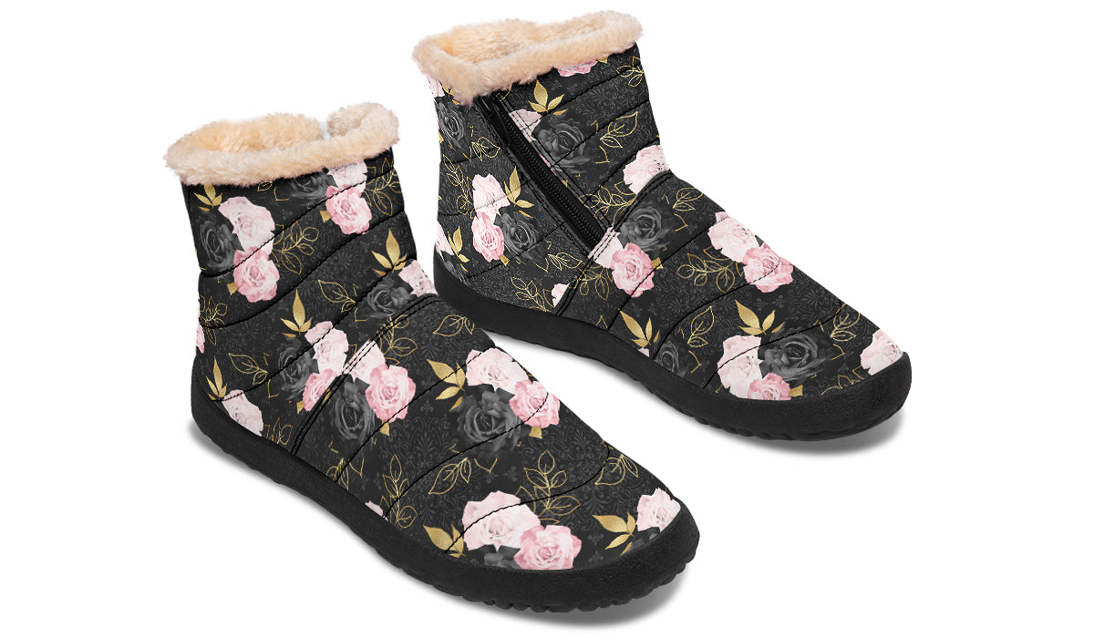 Blush Roses Faux Fur Ankle Boots