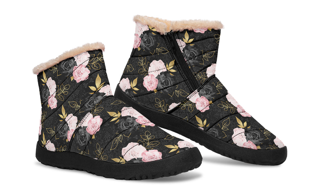 Blush Roses Faux Fur Ankle Boots