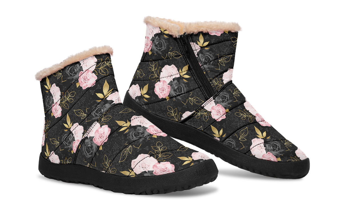 Blush Roses Faux Fur Ankle Boots