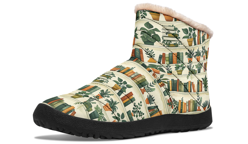 Books And Plants Faux Fur Ankle Boots