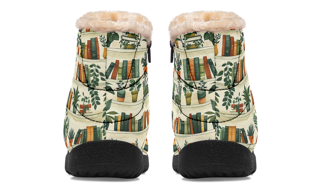 Books And Plants Faux Fur Ankle Boots