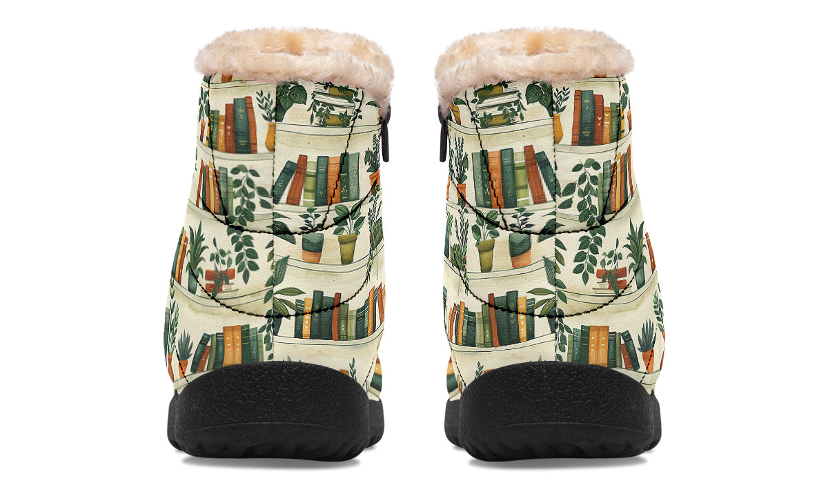 Books And Plants Faux Fur Ankle Boots