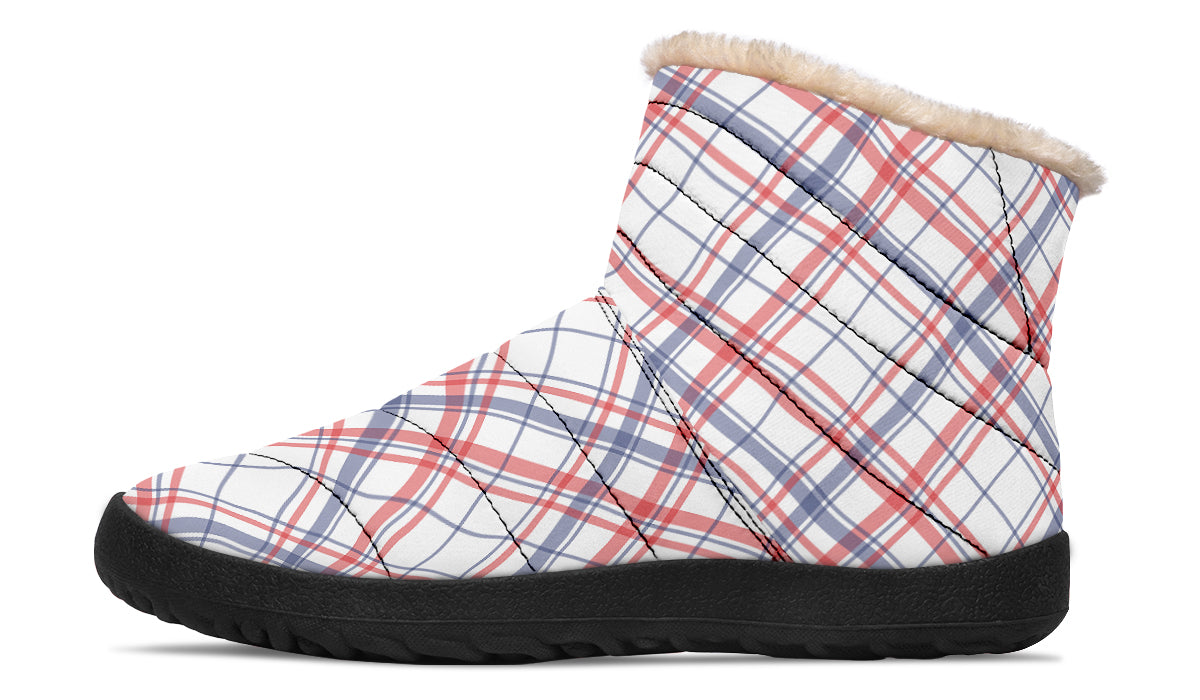 Candy Stripe Plaid Faux Fur Ankle Boots