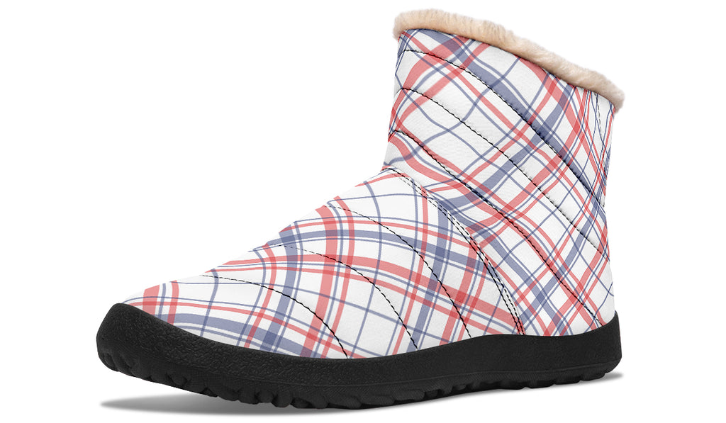 Candy Stripe Plaid Faux Fur Ankle Boots