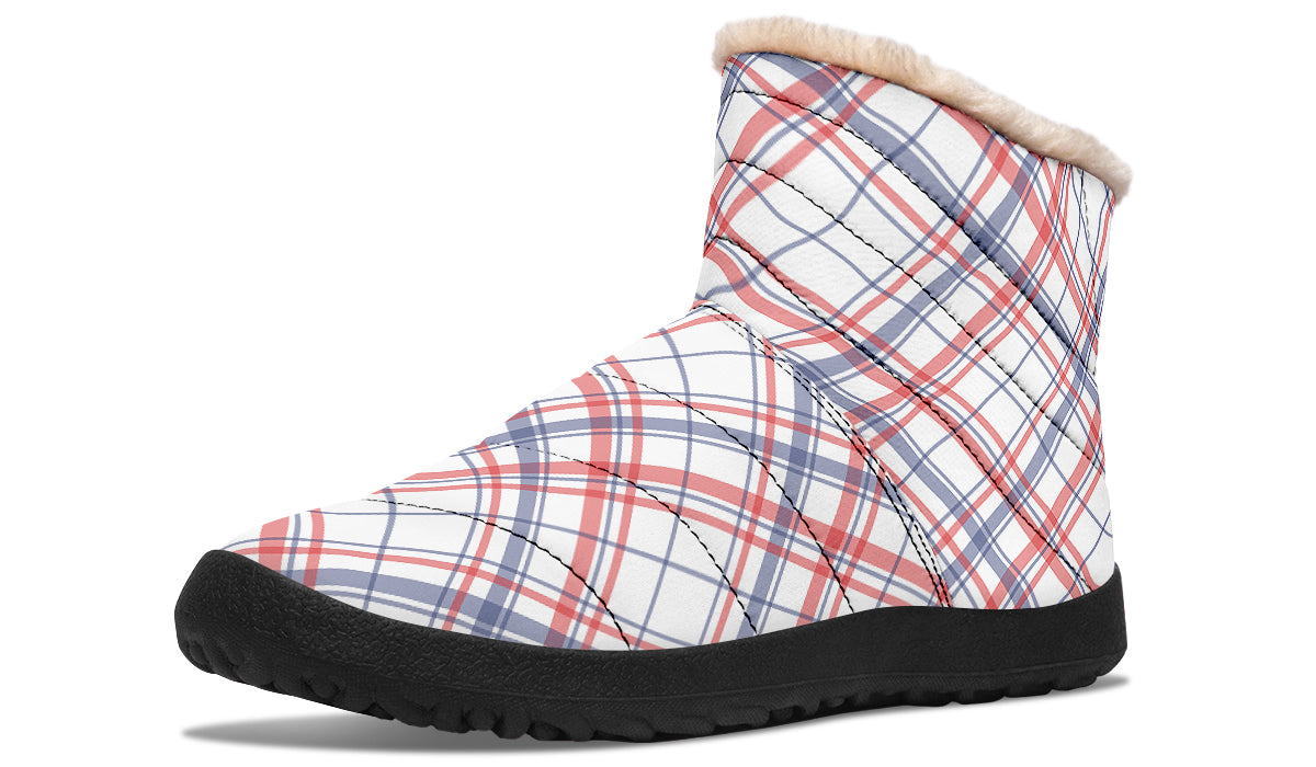 Candy Stripe Plaid Faux Fur Ankle Boots