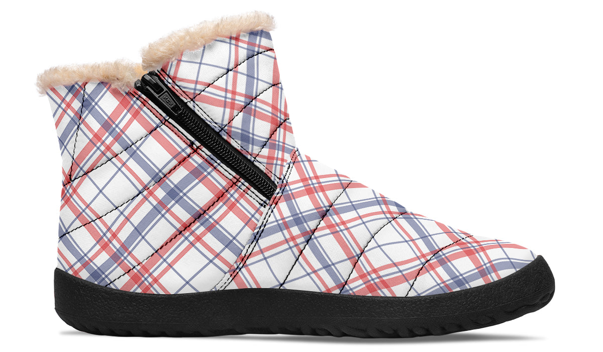 Candy Stripe Plaid Faux Fur Ankle Boots