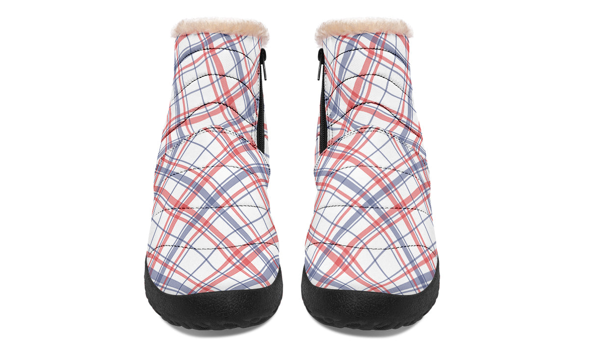Candy Stripe Plaid Faux Fur Ankle Boots