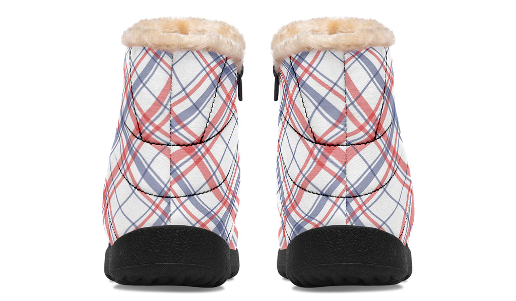 Candy Stripe Plaid Faux Fur Ankle Boots