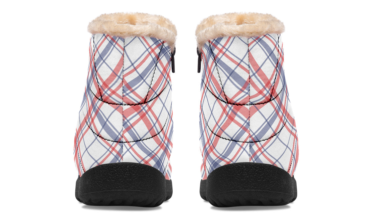 Candy Stripe Plaid Faux Fur Ankle Boots