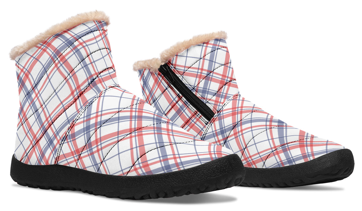 Candy Stripe Plaid Faux Fur Ankle Boots