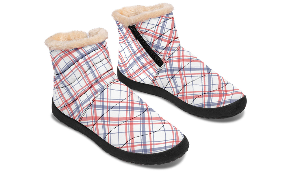 Candy Stripe Plaid Faux Fur Ankle Boots