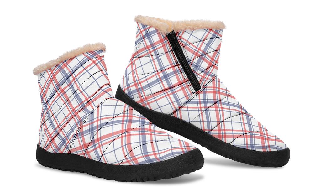Candy Stripe Plaid Faux Fur Ankle Boots
