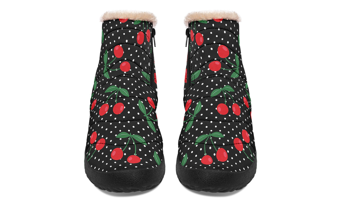 Cherries Faux Fur Ankle Boots