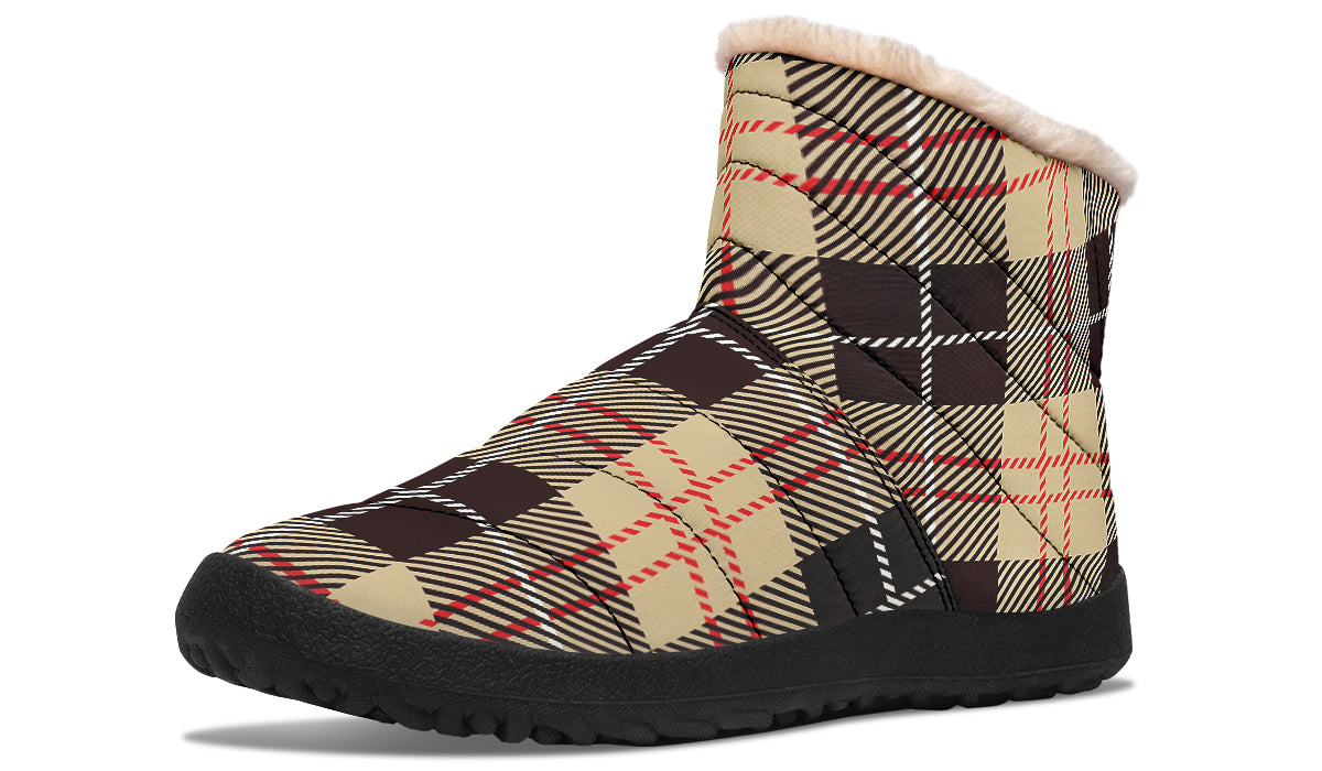 Choco Mocha Plaid Faux Fur Ankle Boots