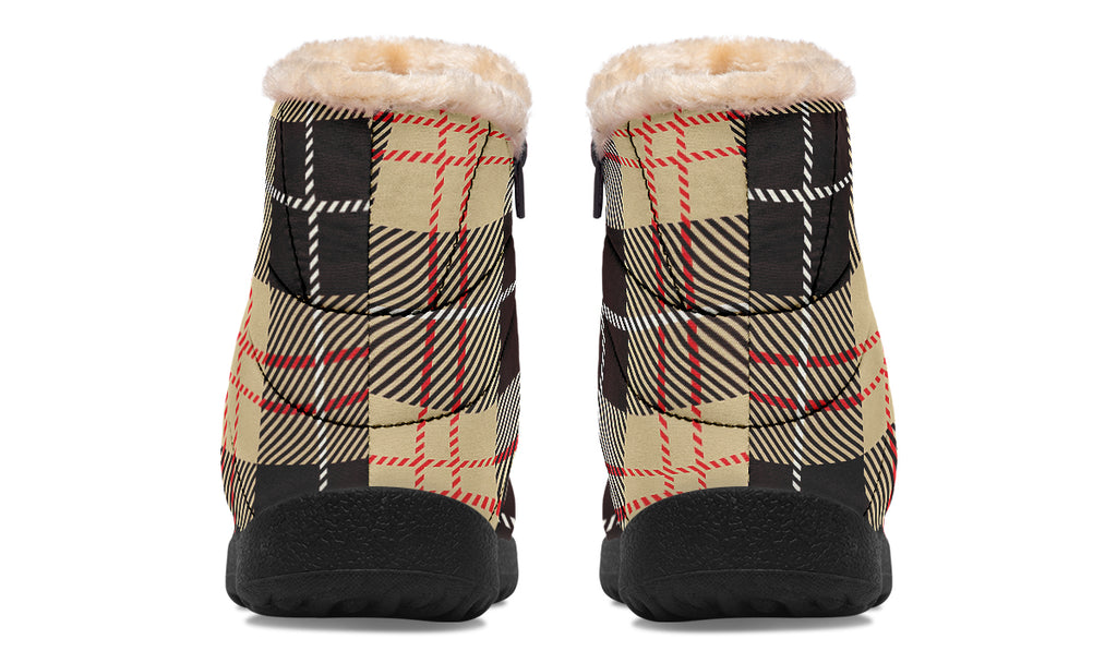 Choco Mocha Plaid Faux Fur Ankle Boots