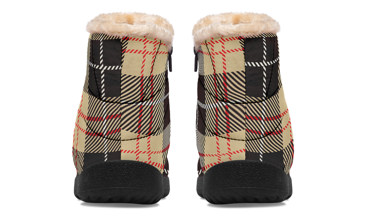 Choco Mocha Plaid Faux Fur Ankle Boots