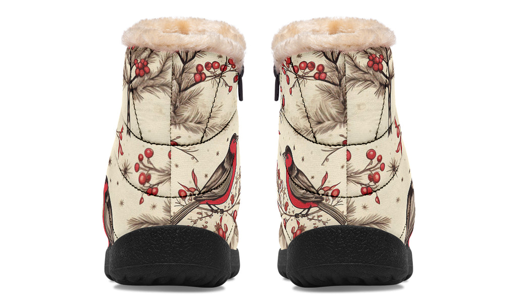 Christmas Birds Faux Fur Ankle Boots