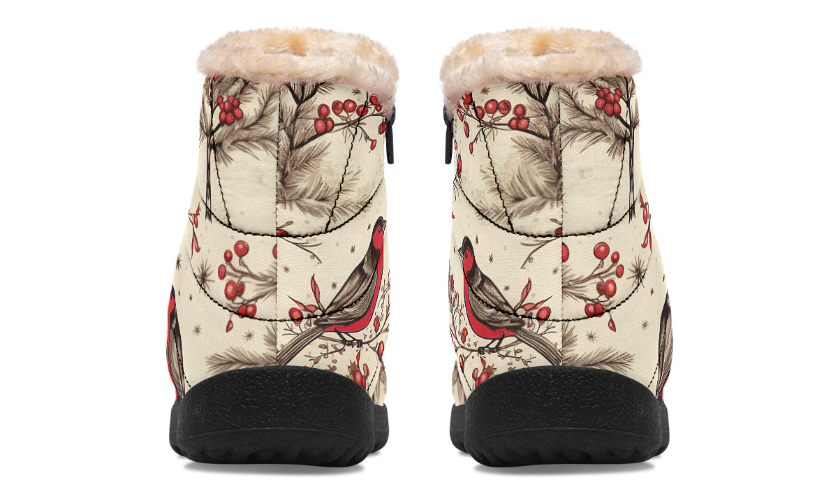 Christmas Birds Faux Fur Ankle Boots