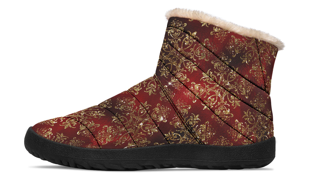Christmas Wrapping Paper Faux Fur Ankle Boots
