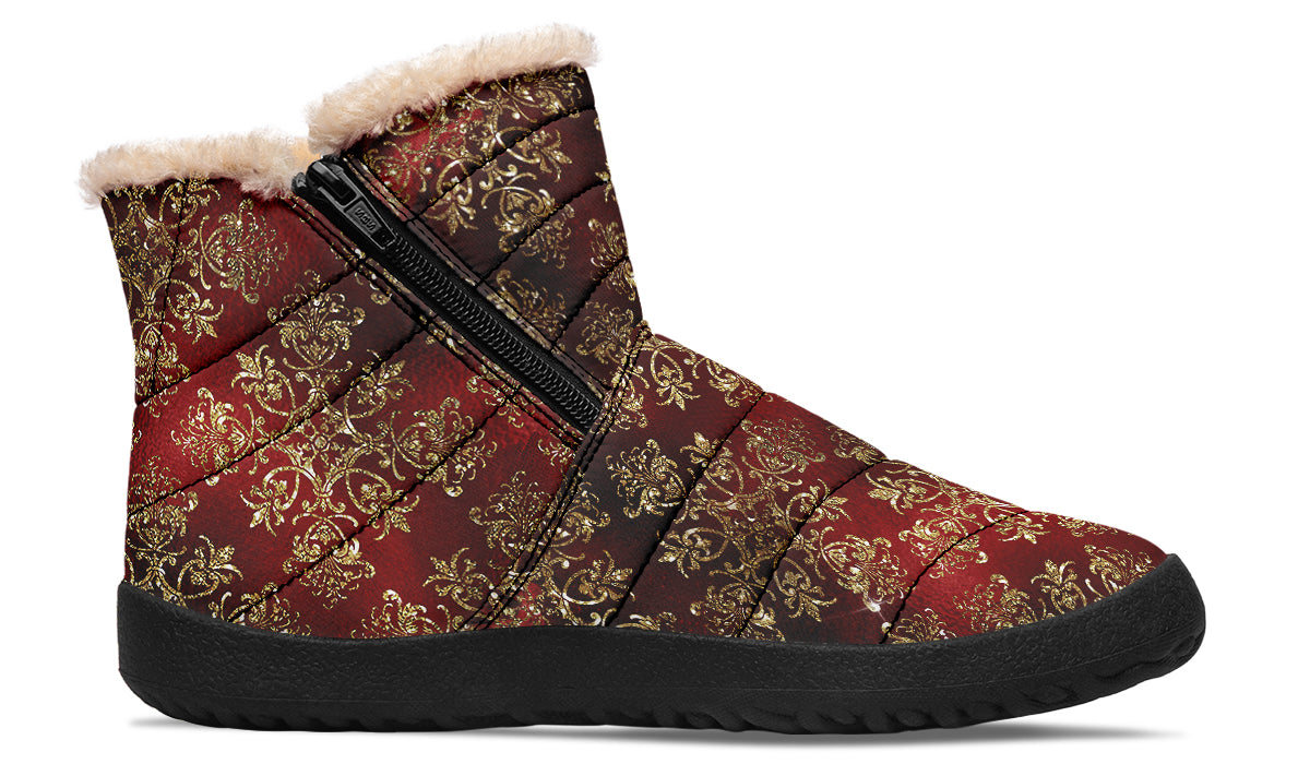 Christmas Wrapping Paper Faux Fur Ankle Boots