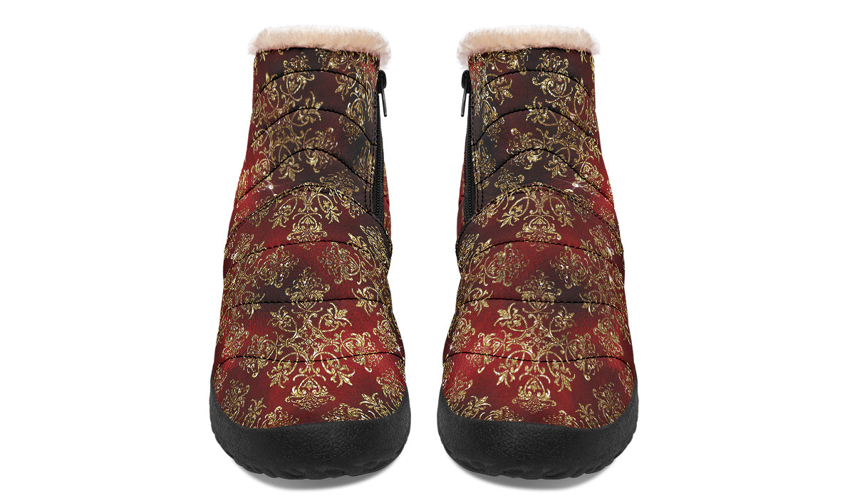 Christmas Wrapping Paper Faux Fur Ankle Boots