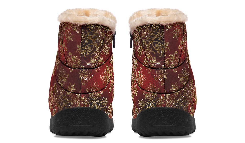 Christmas Wrapping Paper Faux Fur Ankle Boots
