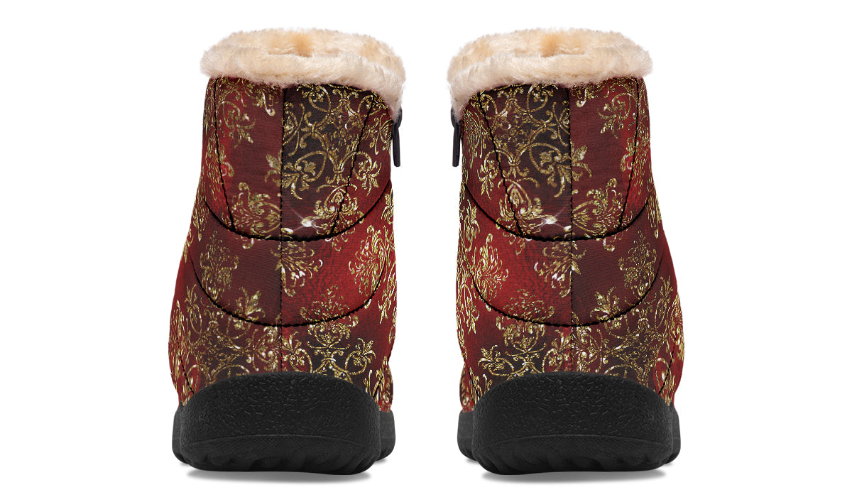 Christmas Wrapping Paper Faux Fur Ankle Boots